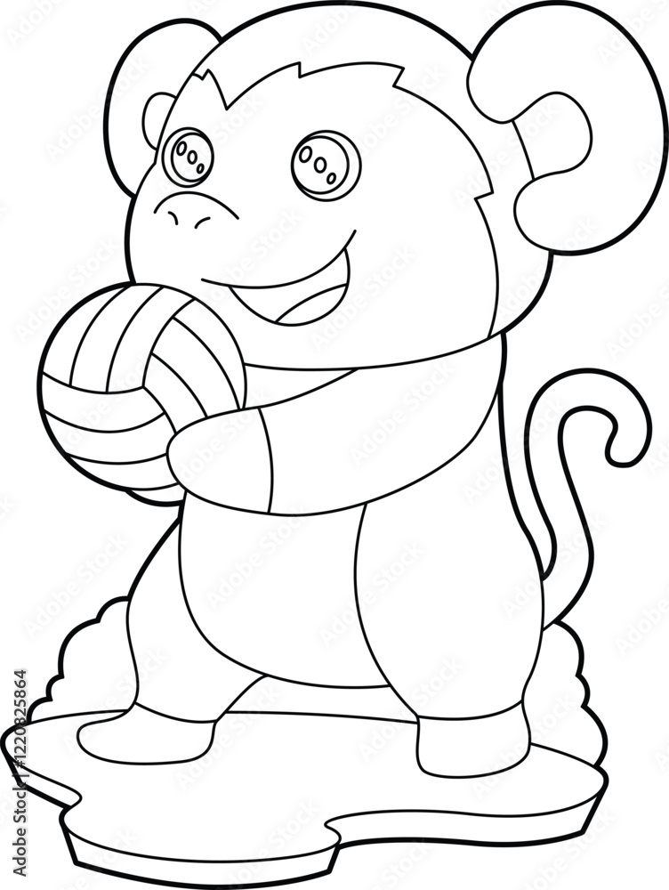 Fototapeta premium Monkey Volleyball player Volleyball Animal Vector Graphic Art Illustration