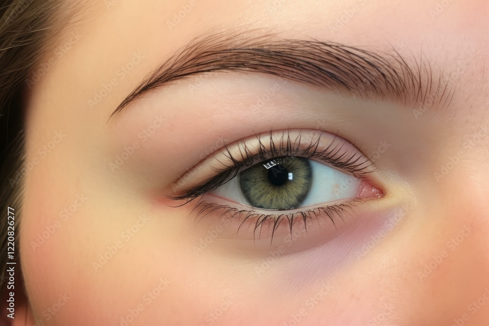 Obraz premium Close up of a woman's eye highlighting perfect eyebrow shaping and long eyelashes after a beauty treatment