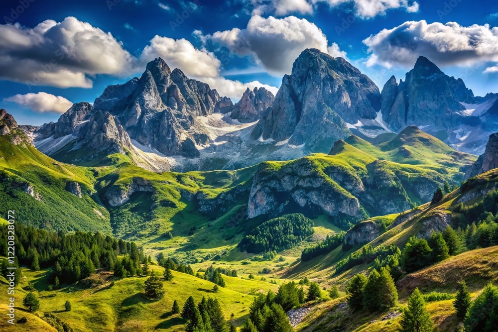 Fototapeta premium Majestic Durmitor Mountain Panorama: Breathtaking View from Left, Copy Space Available