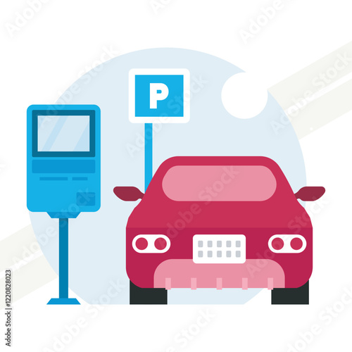 Paid parking kiosk illustration