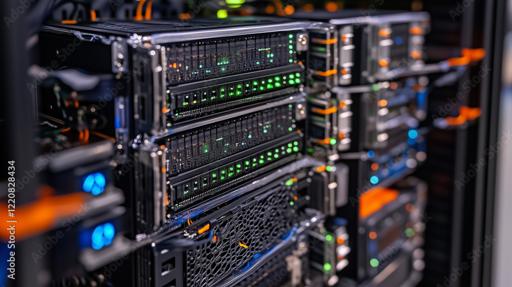 Close Up Of Data Center Server Racks Close Up Of Data Center Server Racks