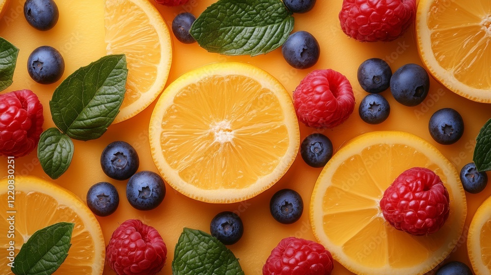 Fresh Citrus and Berries Flat Lay Fresh Citrus and Berries Flat Lay