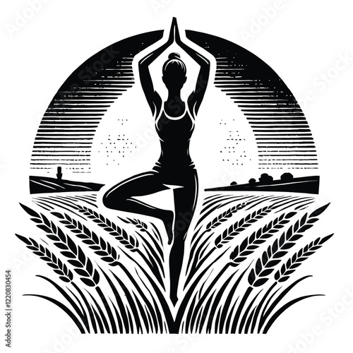 Yoga Silhouette in Field