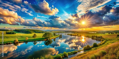 Wallpaper Mural Serene Blue Sky Landscape - Long Exposure Photography Stock Photo Torontodigital.ca