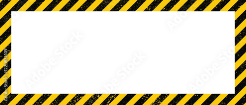 Blank White Space Framed by Grunge Warning Stripes.