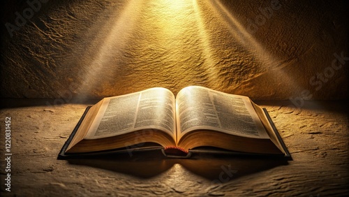 Silhouette of Open Bible with Copy Space: Top-Down View for Spiritual Designs