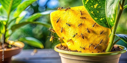 Sticky Trap for Fungus Gnats Infesting Houseplant - Architectural Photography photo