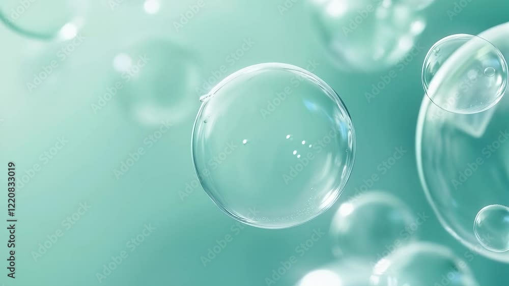 Floating Bubbles in Soft Green Water Background Design Floating Bubbles in Soft Green Water Background Design