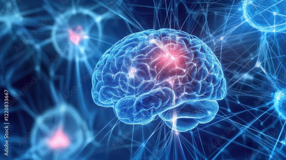 Human brain showing Intelligent thinking processing through the concept of a neural network Human brain showing Intelligent thinking processing through the concept of a neural network