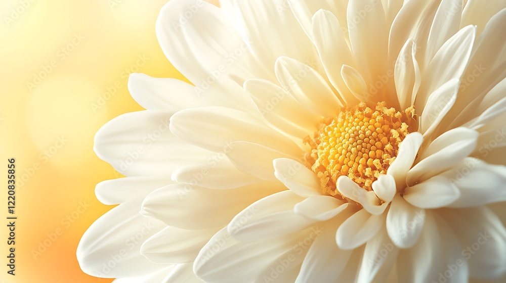 Bright aster flowers with pristine white petals and golden centers symbolize purity and grace, perfect for nature-inspired decor.