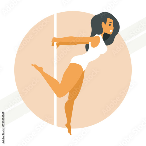 Pole dancer performing intricate movements on a pole