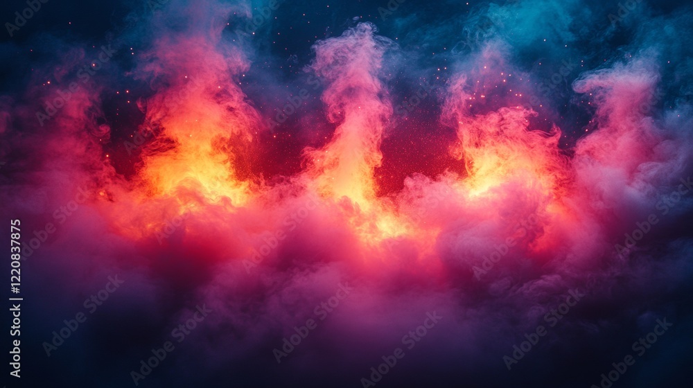 Naklejka premium Fiery Abstract Clouds in Bold Contrasting Colors