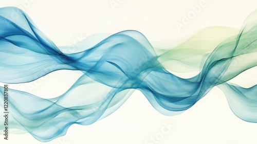 Flowing blue and green waves create a serene and calming abstract design photo