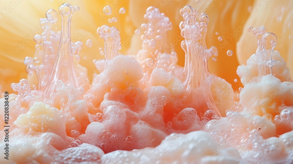 Naklejka premium Foamy Peach Splash in a Dynamic Abstract Scene