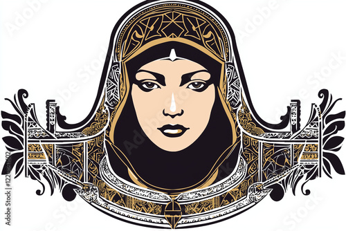 vector illustration of Madonna with intricate geometric design elements isolated on white background photo