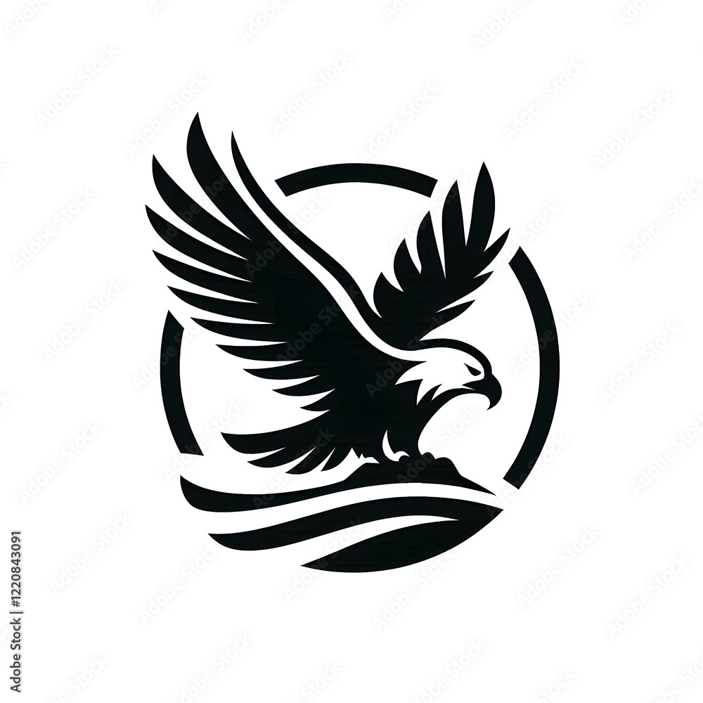 Obraz premium black and white eagle silhouette vector with white background