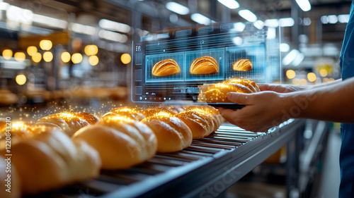 Advanced Food Production Digital Quality Control of Freshly Baked Bread Rolls on Conveyor Belt