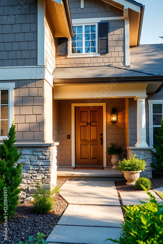 Wallpaper Mural Luxury House Exterior: Modern Home Design with Stone and Wood Accents Torontodigital.ca
