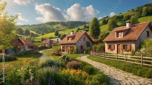 Wallpaper Mural village in the mountains Torontodigital.ca