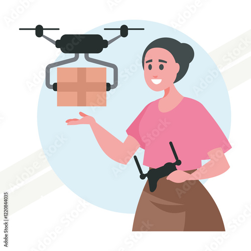 Quadcopter delivering a parcel