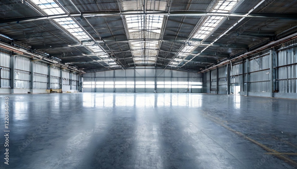 a empty warehouse with concrete floor inside industrial building use it as a large factory warehouse hangar or factory modern interior with steel structure with space for an industrial background a empty warehouse with concrete floor inside industrial building use it as a large factory warehouse hangar or factory modern interior with steel structure with space for an industrial background