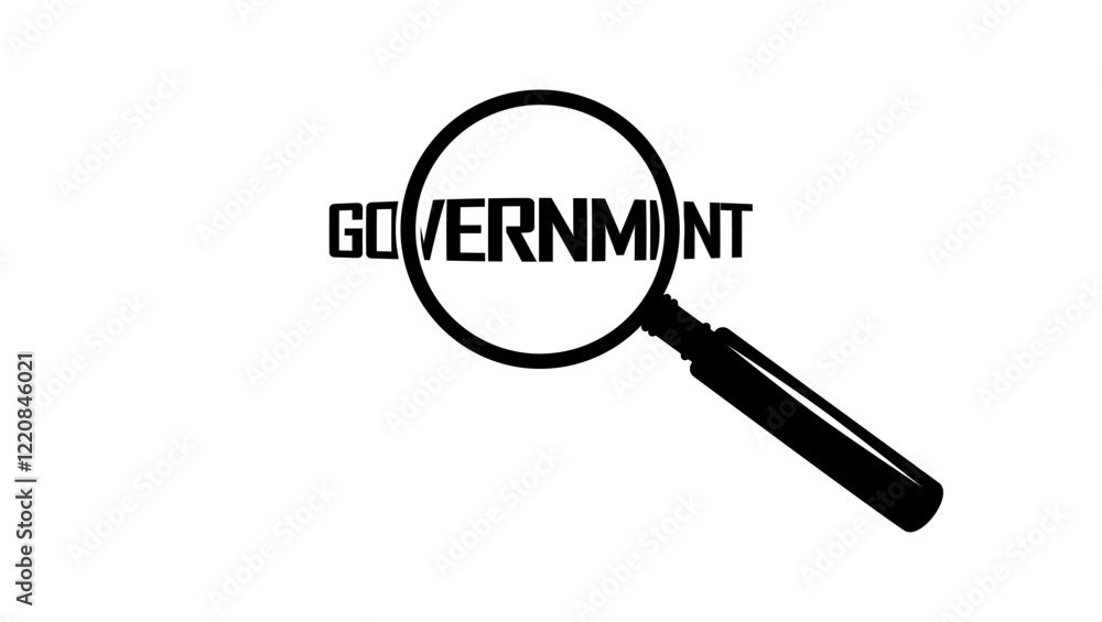 letter government under magnifying glass , black isolated silhouette letter government under magnifying glass , black isolated silhouette