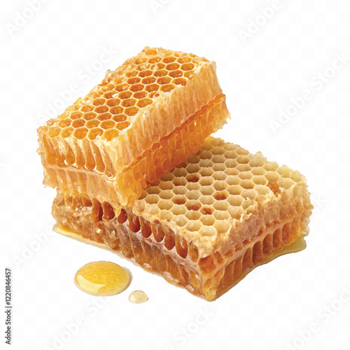 realistic 3d honey comb or beeswax isolated on white backgrund

