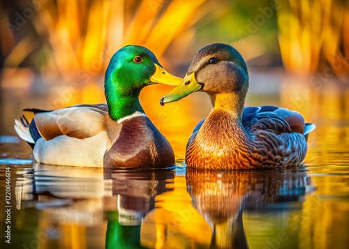 Mallard Ducks Mating Pair River Wildlife Nature Photography