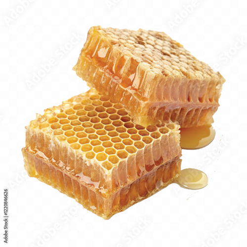 realistic 3d honey comb or beeswax isolated on white backgrund

