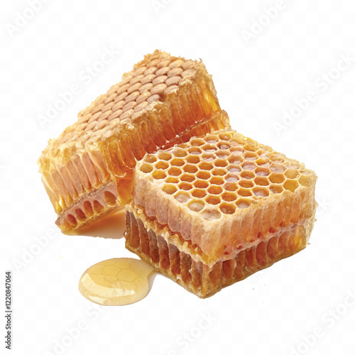 realistic 3d honey comb or beeswax isolated on white backgrund

