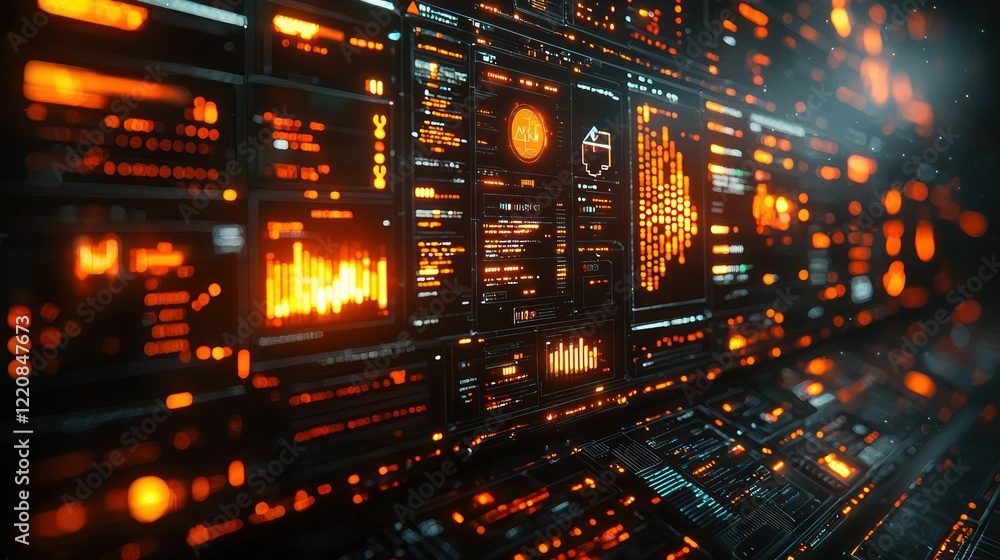Futuristic Digital Interface Displays Data And Information Futuristic Digital Interface Displays Data And Information