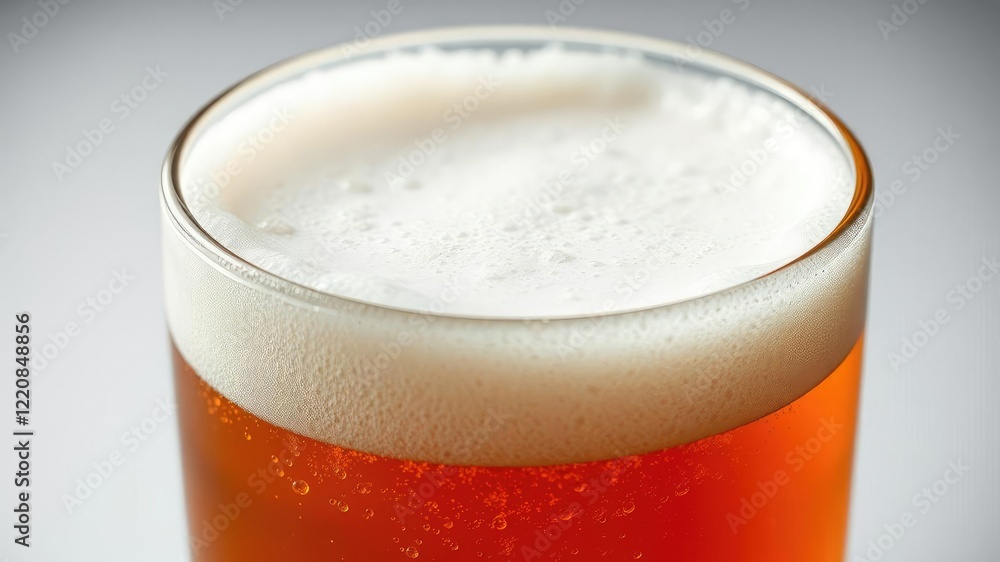 A close-up view of a foamy beer in a glass with gentle bubbles rising to the surface, illuminated by soft studio lighting, liquids, pub drink A close-up view of a foamy beer in a glass with gentle bubbles rising to the surface, illuminated by soft studio lighting, liquids, pub drink