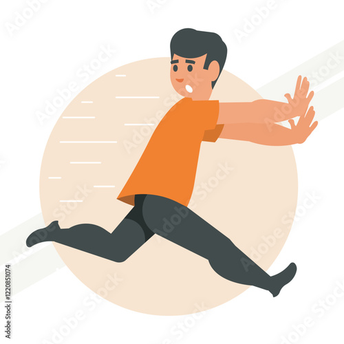 Scared young man running