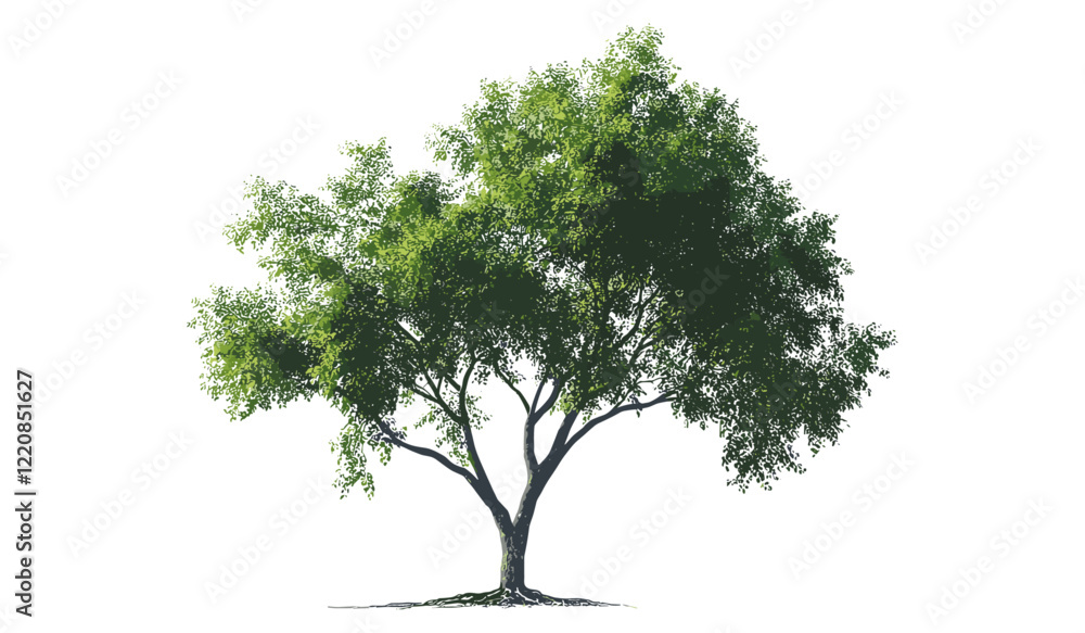 Single tree vector illustration with transparent background, isolated green tree with clipping path, foliage, summer forest for printing, web page use. Single tree vector illustration with transparent background, isolated green tree with clipping path, foliage, summer forest for printing, web page use.
