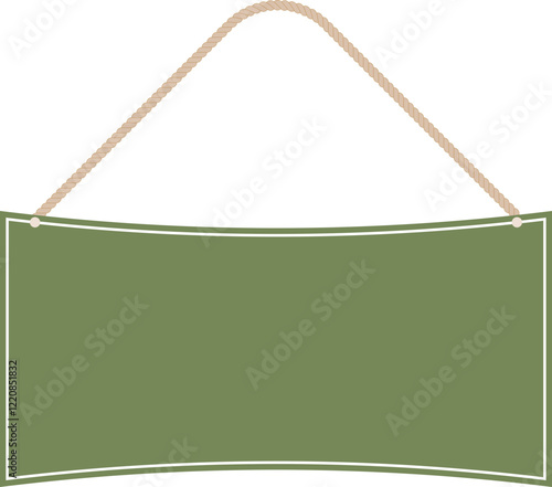 Illustration of a hanging sign board with blank copy space. Empty sign board with rope for your design. 