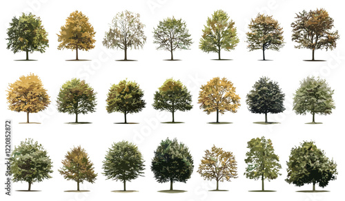 High definition tree vector illustration isolated on a white background, HD collection, nature tree graphic, clean background tree image, vector art tree
