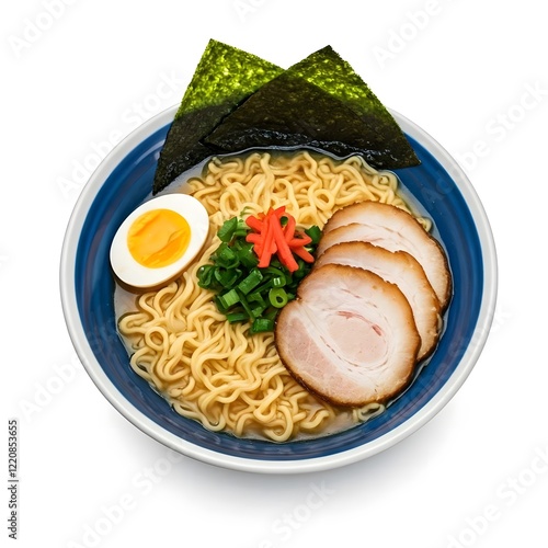 Ramen japanese food image on white background.Ai genreated photo