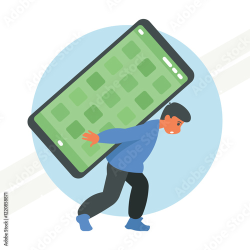 Smartphone addiction concept illustration