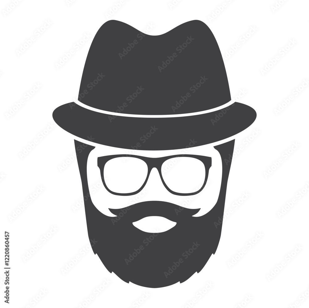 man face with beard and hat on head icon man face with beard and hat on head icon