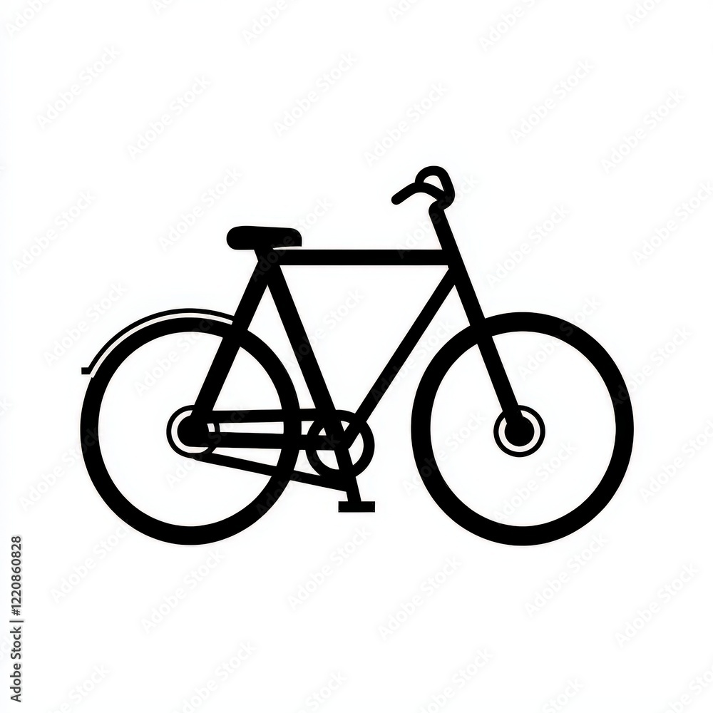 Obraz premium A black and white bicycle silhouette on a white background