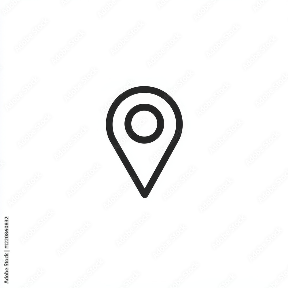 A map pin with a circle at the center on a white background A map pin with a circle at the center on a white background