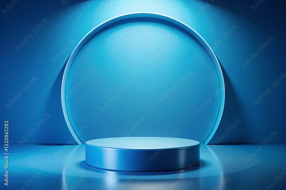Minimalist Blue Podium with Circular Frame | Macro Product Photography Minimalist Blue Podium with Circular Frame | Macro Product Photography
