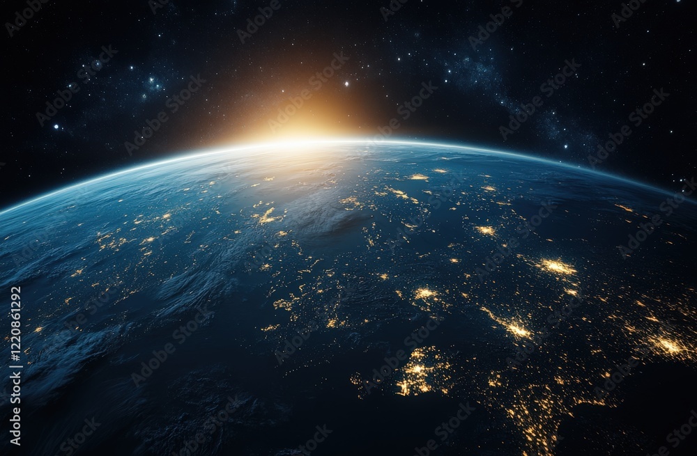 Fototapeta premium A stunning view of our beautiful earth from space during the night