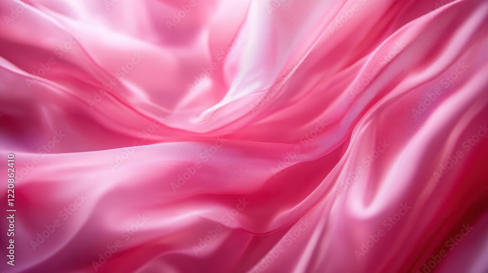 Obraz premium A close-up of soft pink silk flowing gracefully, epitomizing luxury and elegance, often used in fashion design, interior decor, and artistic presentations for a refined touch.