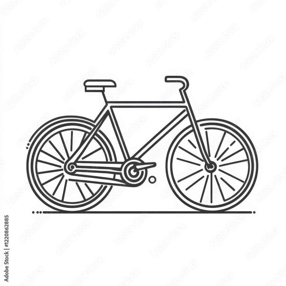 Fototapeta premium A black and white bicycle silhouette on a white background