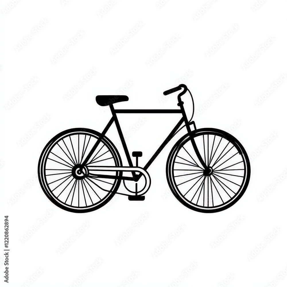 A black and white bicycle silhouette on a white background A black and white bicycle silhouette on a white background