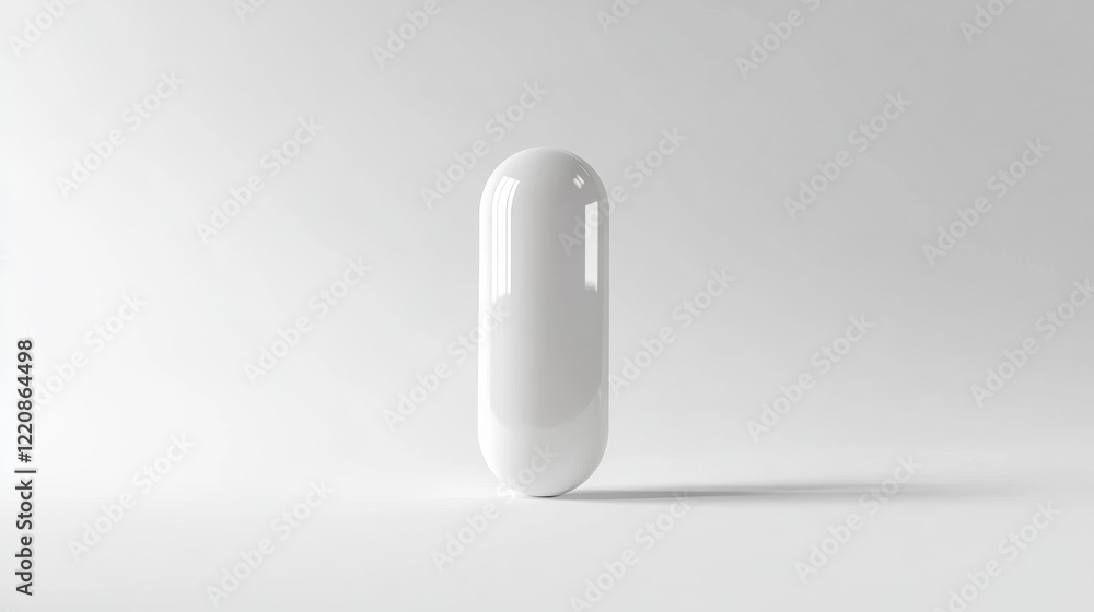 Big one white pill on white background. Minimalistic medicine pharmaceutical business banner background. Big one white pill on white background. Minimalistic medicine pharmaceutical business banner background.
