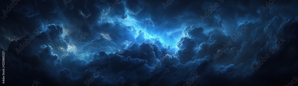 A vast and dark blue sky filled with numerous clouds scattered across it A vast and dark blue sky filled with numerous clouds scattered across it