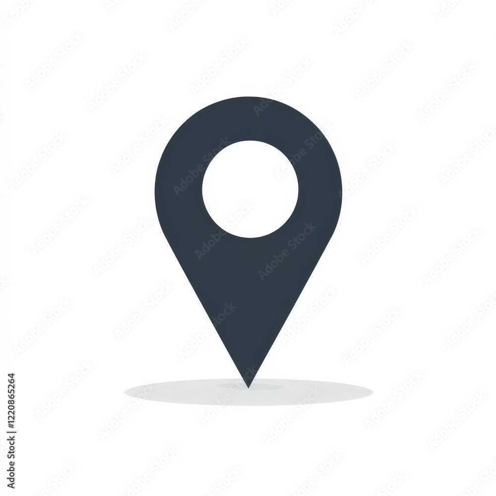 A map pin with a circle at the center on a white background A map pin with a circle at the center on a white background