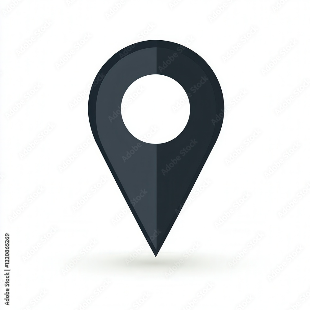 A map pin with a circle at the center on a white background A map pin with a circle at the center on a white background